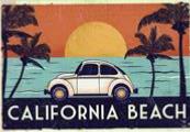Plaque mtal 20x30 vintage California beach