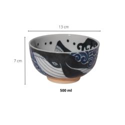 Bol japonais motif baleine diam 13cm x7,5 cm