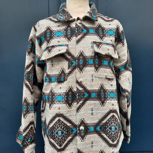  Surchemise  motif aztèque bleu