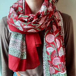 Etole, �charpe ou par�o coton imprim� indien fleuri 2