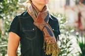 Echarpe foulard femme motif indien marron