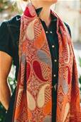 Echarpe foulard femme motif indien orange