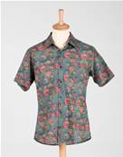 Chemise homme manche courte Tige de fleurs en coton L