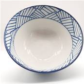 Bol japonais bleu et blanc motif graphique Ø 13 cm