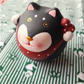 Statuette japonaise Shiba Inu noir
