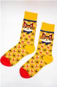 Chaussettes femme Chat jaune coton