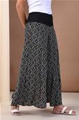 Pantalon extra large CHIZU noir et motifs beige