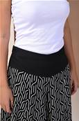 Pantalon extra large CHIZU noir et motifs beige