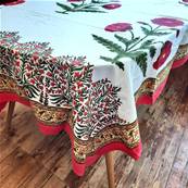 Tenture indienne artisanale block print 150x225 cm – Coquelicots rouges