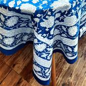 Tenture indienne artisanale block print 150x225 cm – Bleu royal