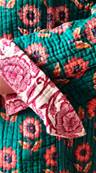 Veste indienne matelassée réversible fleurie blanche à fleurs violettes