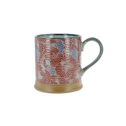 Mug japonais ventails rouges hauteur 8,7 cm