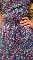 Robe cache cœur courte Violette motifs cachemire