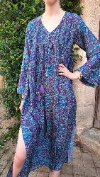 Robe ethnique longue et large violette