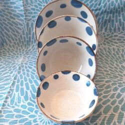 Bol japonais en grès pois bleu 11X4cm