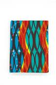 Carnet de notes, tissu WAX africain, Bleu formes ovales