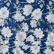 Chemise homme manche longue fleurs bleues