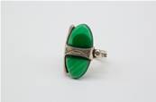 Bague touareg argent agathe ovale verte