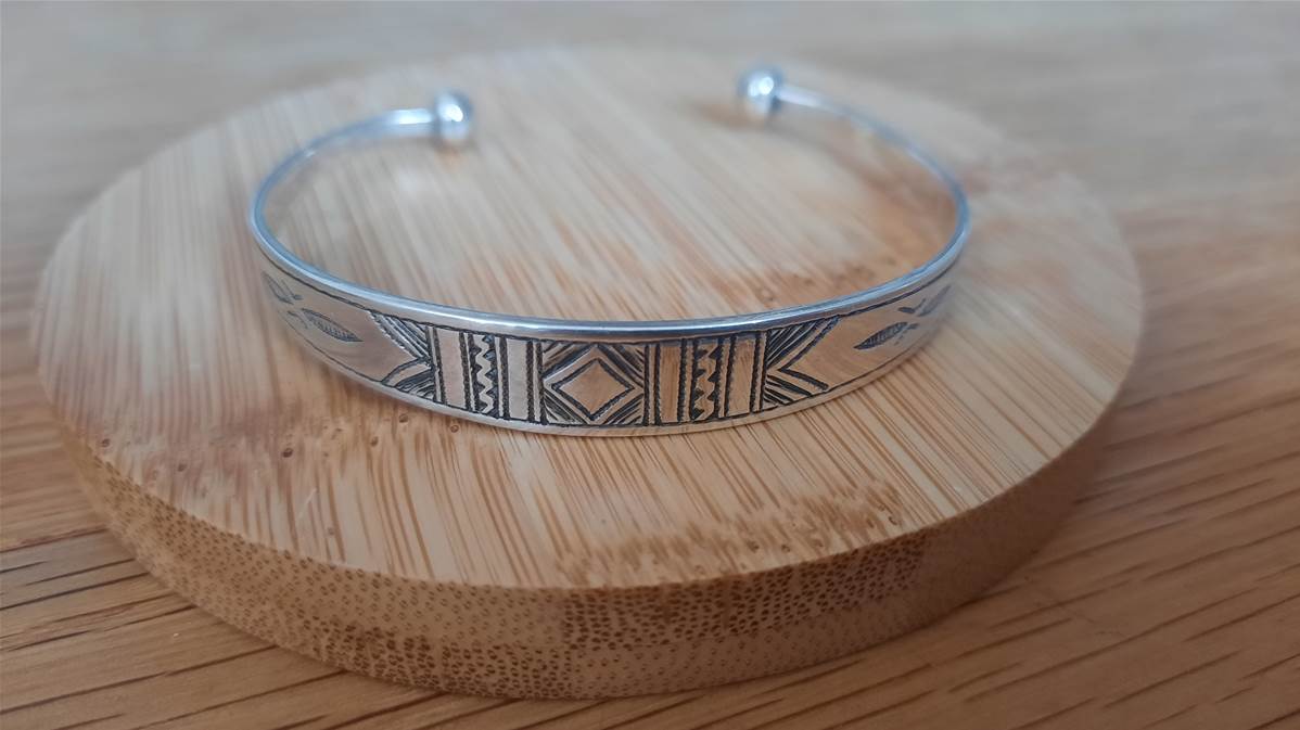 Bracelet Touareg Ethnique en argent gravé Homme/Femme