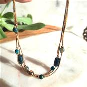 Bracelet Multi-Rangs "Oeil de Paon" Malachite Fils Rigidess