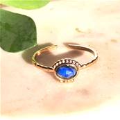 Bague "Nuit toile" - Pierre Ovale Lapis-Lazuli et Acier Inoxydable
