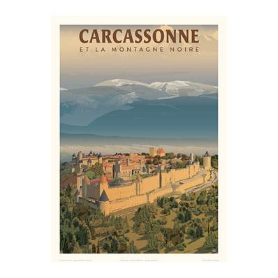 Affiche Carcassonne montagne noire citadelle 50x70cm Fricker