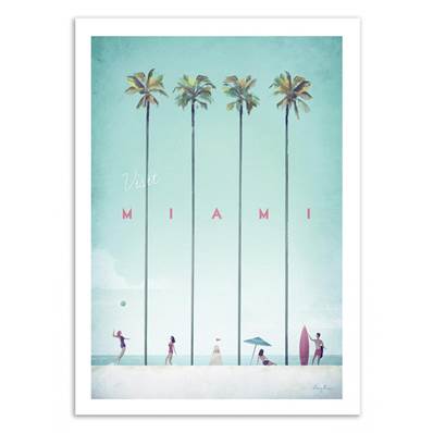 Affiche visit Miami USA 30x40cm Henry Rivers