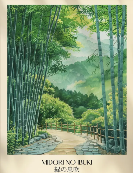 Affiche Allée Bambou japonais 30cm x 40 cm