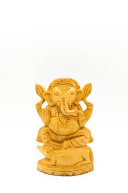 Statue Ganesh en bois sculptée 15cm