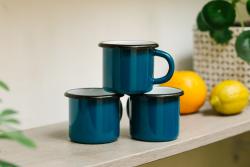 Tasse en émail bleu canard 0,25l