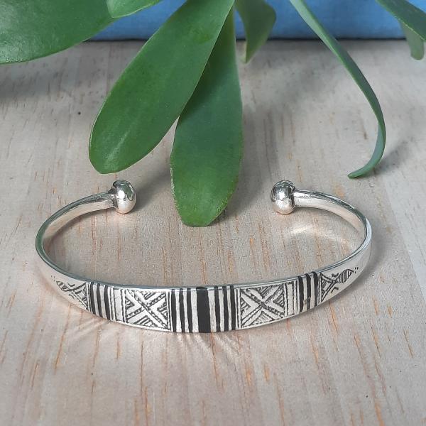Bracelet touareg argent liserés d'ébène Homme/Femme