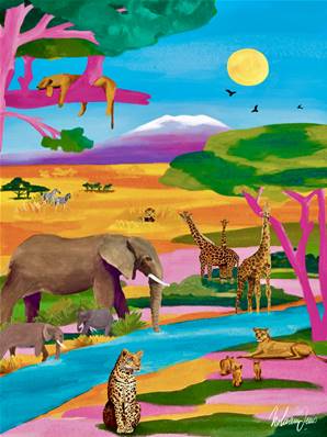 Affiche Kenya faune sauvage 30x40 Nolwen
