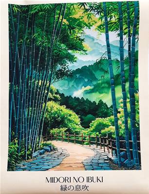Affiche Allée Bambou japonais 30cm x 40 cm