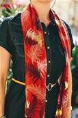 Echarpe foulard femme imprimé fougère rouge