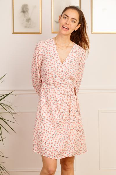 Robe cache coeur blanche Fleurie