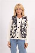 Gilet sans manche surpiqu fleuri Darkblue