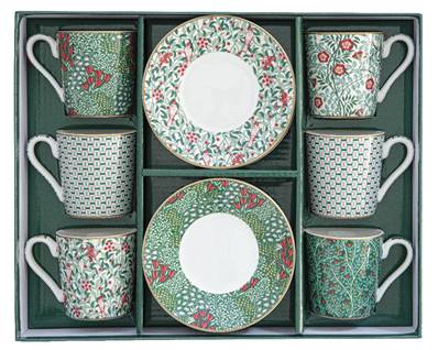Coffret 6 tasses porcelaine 11cl Roseraie