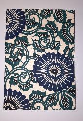 Carnet papier japonais Chrysanthèmes bleus et spirales végétales 80 pages