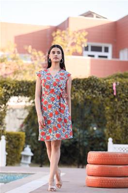 Robe d'été cache coeur indienne en blockprint AKEMI
