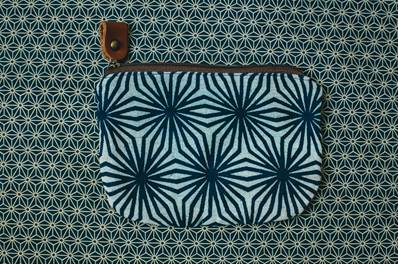 Porte monnaie indigo motif Asanoha
