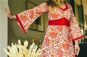 Robe d'été Jaipur en coton motifs fleurs rouge