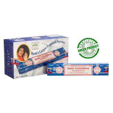 Boîte de 12 Encens indien Satya NAG CHAMPA 180G 144 bâtons.