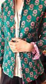 Veste indienne matelassée réversible fleurie blanche à fleurs violettes