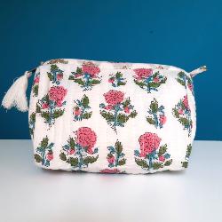 Trousse de toilette indienne blanche15x15x7 cm
