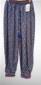 Pantalon large resserré aux chevilles fleuri bleu et blanc