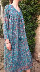 Robe ethnique longue et large turquoise