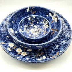 Bol japonais fleur Sakura bleue 17 cm