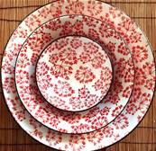 Saladier Fleurs des vents rouges “Shanghai” 21 cm – Motif poétique et géométrique