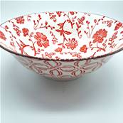 Saladier Fleurs rouges “Shanghai” 21 cm – Élégance florale et esprit asiatique