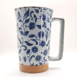 Grand mug japonais bleu et blanc motif floral 40cl 13cm